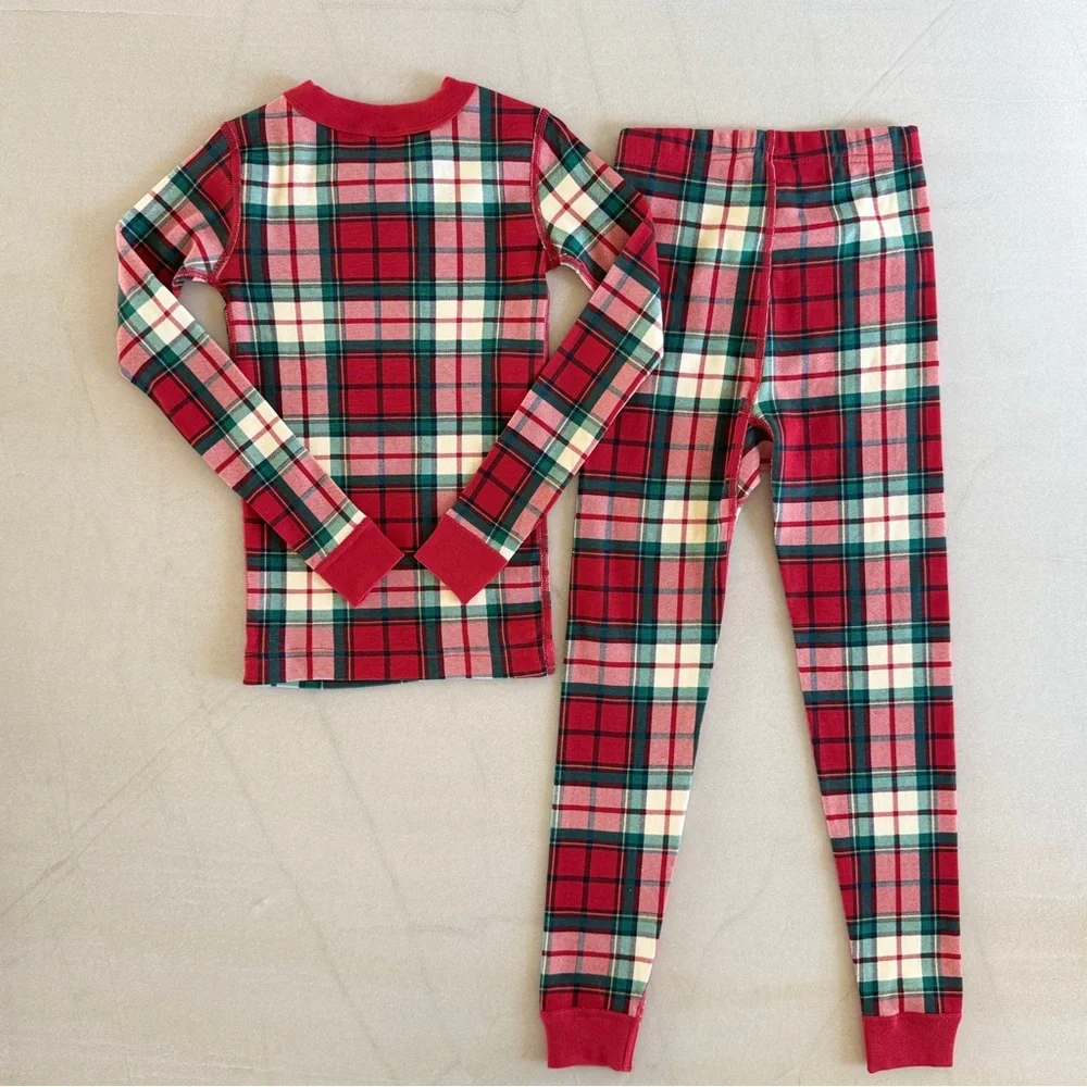 NWT Hanna Andersson HannaJams Red Holiday Long John Pajama Set Girls 6/7